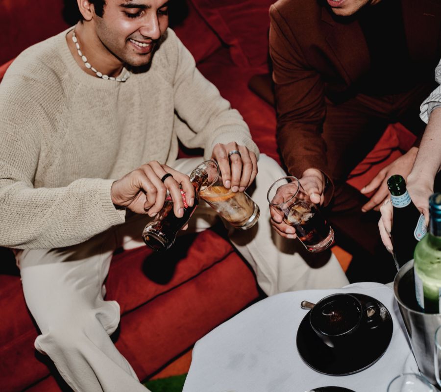 A group of friends enjoying drinks in dean hotel in dublin